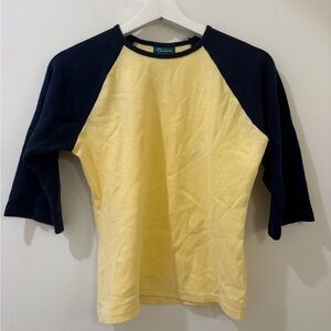 Yellow and Navy 3/4 Sleeve Baseball Tee